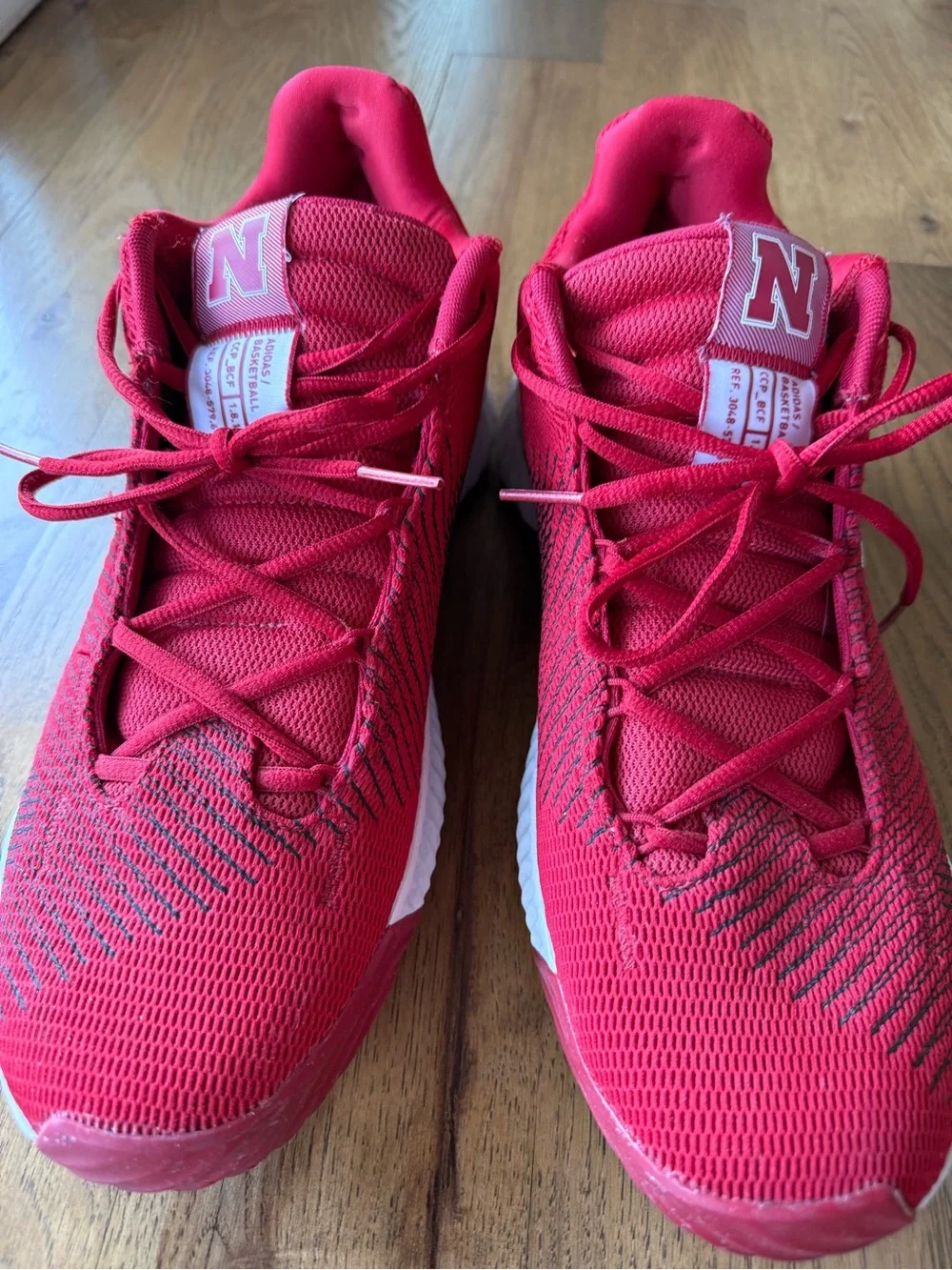 Adidas Men’s Red Nebraska Huskers Sneakers with White Midsole